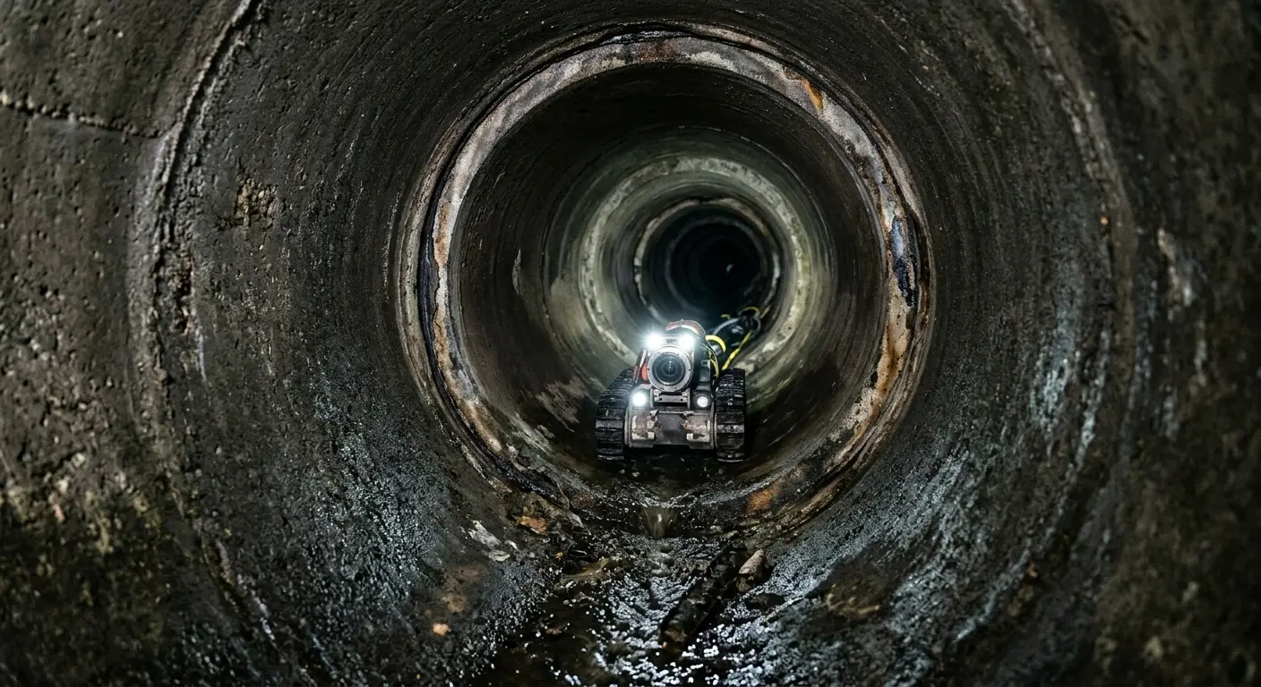 Robotic sewer camera inspecting pipe interior for Drain Snake Service in Kenosha